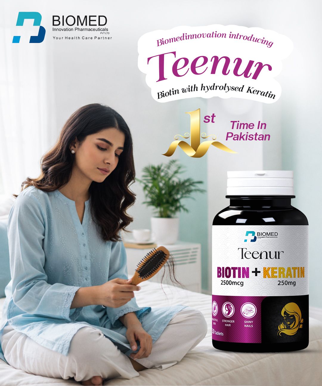 TEENUR ( Biotin & Keratin ) Stronger Hair, Skin & Nails